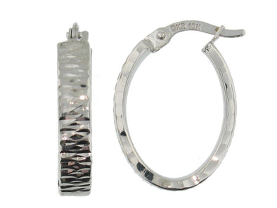 White Gold Oval Hoop Earring