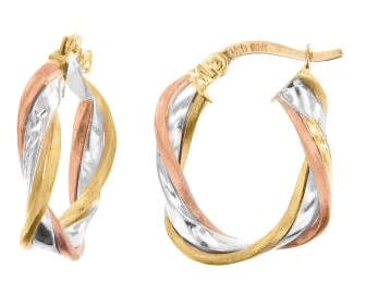 Tri-Gold Hoop Earring