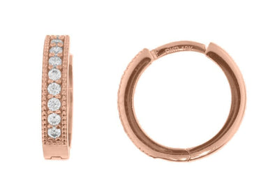Rose Gold Cubic Zirconia Huggie Earrings