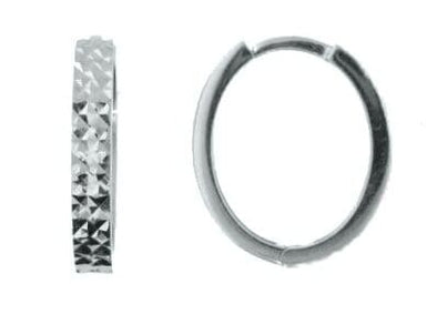 White Gold Oval Huggie Earrings