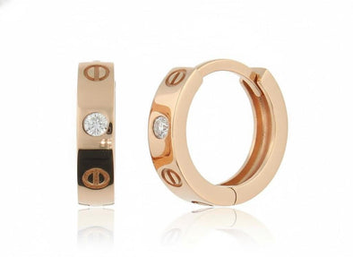 Rose Gold Cubic Zirconia Hoop Earrings.