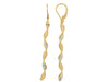 Yellow Gold "Ribbon" Lever Back Earrings.
