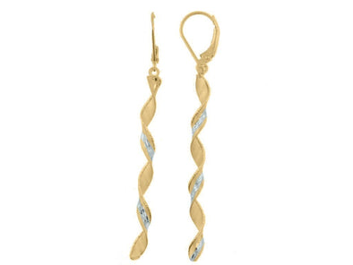 Yellow Gold "Ribbon" Lever Back Earrings.