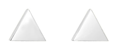White Gold Triangle Stud Earrings.
