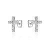 White Gold Cubic Zirconia Cross Stud Earrings.
