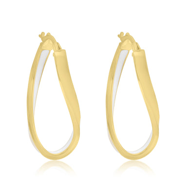 Yellow Gold Enamel Hoop Earrings.