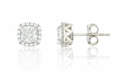 White Gold Cubic Zirconia Stud Earrings.