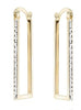 Two Tone Diamond Cut Rectangle Hoop Earrings.