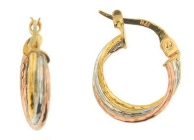 Tri-Gold Hoop Earrings.