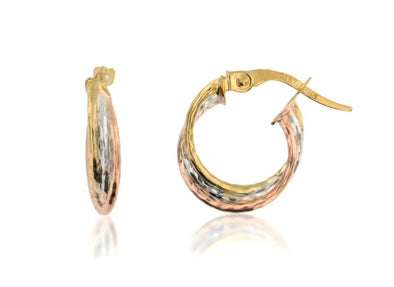 Tri-Gold Hoop Earrings.