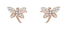 Rose Gold Cubic Zirconia Dragonfly Stud Earrings.