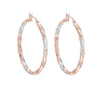 Rose Gold Twisted Hoop Earrings.