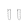 White Gold Twisted Huggie Earrings.