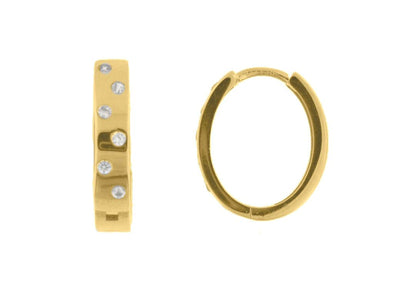 Yellow Gold Cubic Zirconia Huggie Earrings.