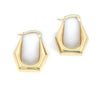 Yellow Gold Puffy Angled Hoop Earrings.