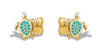 Yellow Gold Turquoise Turtle Stud Earrings.
