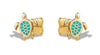 Yellow Gold Turquoise Turtle Stud Earrings.