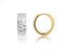 Two Tone Diamond Cut Huggie Earrings.