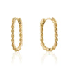 Yellow Gold Oval Rope Huggie Earrings.