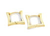 Yellow Gold Concave Square Huggie Earrings.