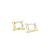 Yellow Gold Concave Square Huggie Earrings.