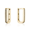 Yellow Gold Cubic Zirconia Rectangle Huggie Earrings.