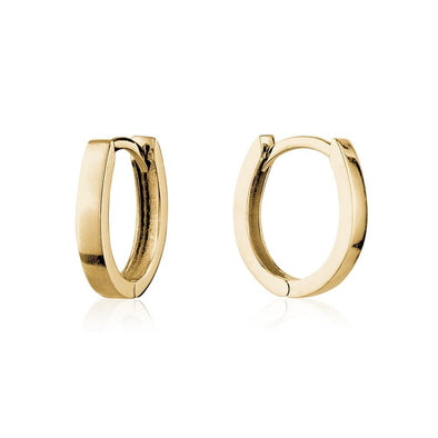 Yellow Gold Oval Huggie Earrings.