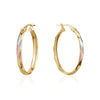 Tri-Gold Oval Hoop Earrings.
