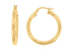 Yellow Gold 25MM Twist Hoop Earrings.