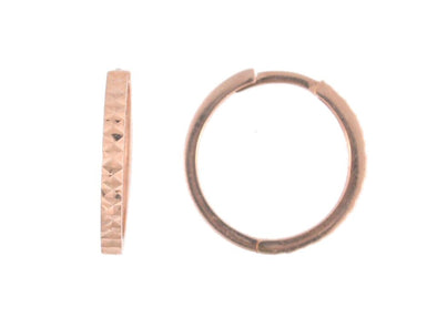 Rose Gold Diamond Cut Huggie Earrings.