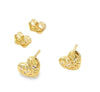 Yellow Gold 2D Filigree Heart Stud Earrings.