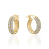 Yellow Gold Micropave Cubic Zirconia Hoop Earrings.