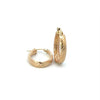 Yellow Gold Oval Striped Hoop Earrings.