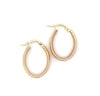 Yellow Gold Oval Striped Hoop Earrings.