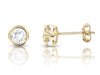 Yellow Gold Cubic Zirconia Round Bezel Stud Earrings.