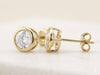 Yellow Gold Cubic Zirconia Round Bezel Stud Earrings.