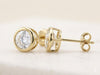 Yellow Gold Cubic Zirconia Round Bezel Stud Earrings.