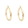 Yellow Gold Textured Hoop Earrings.15MM