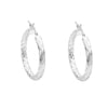 White Gold Textured Hoop Earrings.15MM
