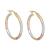 Tri-Gold D/C Hoop Earrings.10MM
