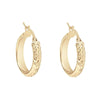 Yellow Gold 15MM D/C Hoop Earrings.