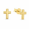 Yellow Gold Cross Stud Earrings.