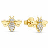 Yellow Gold Cubic Zirconia Bumblebee Stud Earrings.