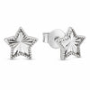 White Gold Textured Star Stud Earrings.