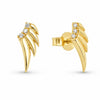 Yellow Gold Cubic Zirconia Wing Stud Earrings.
