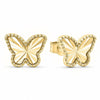 Yellow Gold Textured Butterfly Stud Earrings.