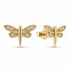 Yellow Gold Cubic Zirconia Dragonfly Stud Earrings.