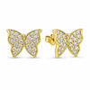 Yellow Gold Cubic Zirconia Butterfly Stud Earrings.