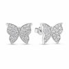 White Gold Cubic Zirconia Butterfly Stud Earrings.
