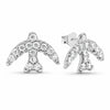 White Gold Cubic Zirconia Bird Stud Earrings.